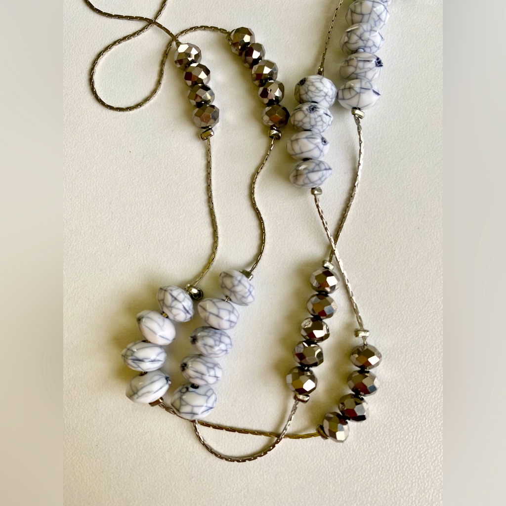 Massini Bead Layer Necklace Silver